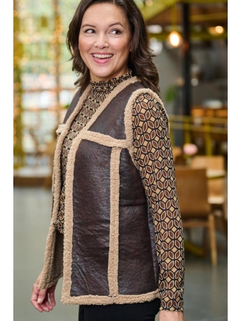 FOS Amsterdam Vest LANA TEDDY LEER 6813 BRUIN