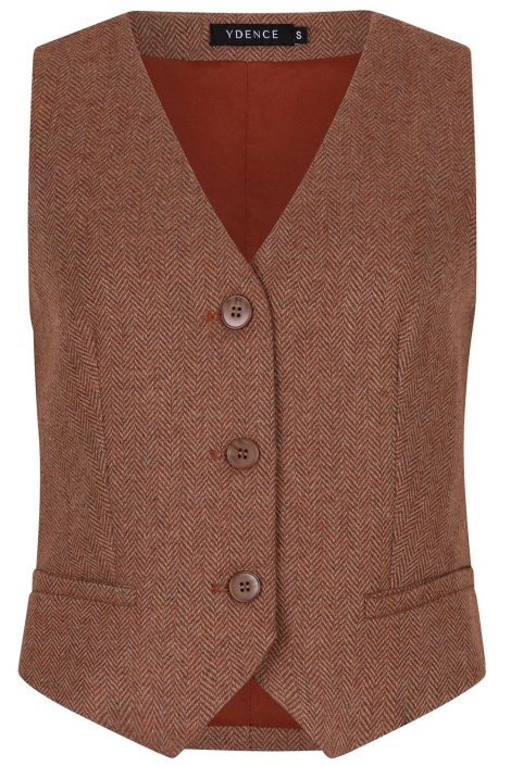 Ydence camel dames gilet | Vooraanzicht