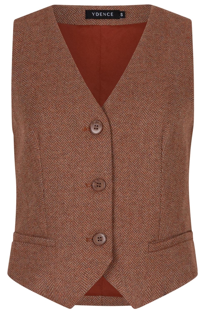 Ydence camel dames gilet | Vooraanzicht