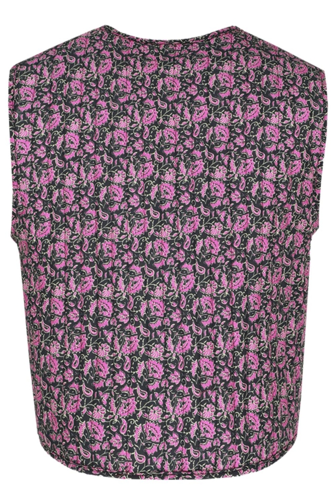 Fluresk paarse dames gilet | Achteraanzicht