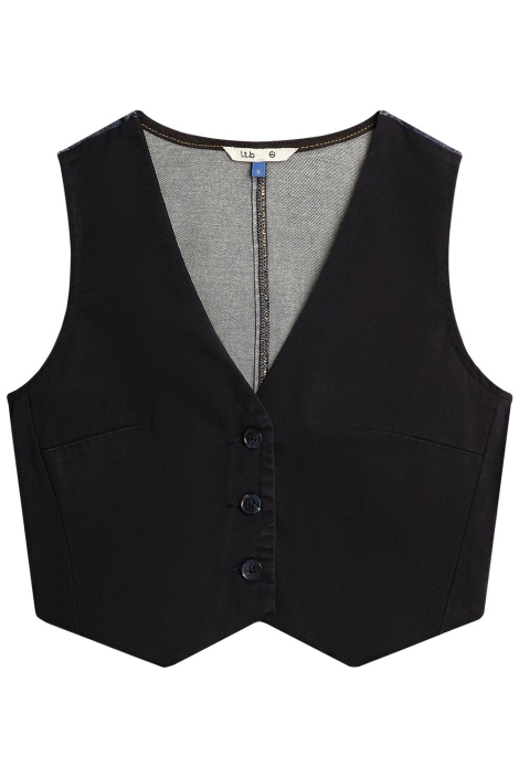 LTB blauwe dames gilet | Vooraanzicht