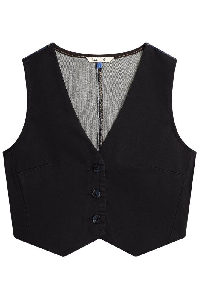 LTB blauwe dames gilet | Vooraanzicht