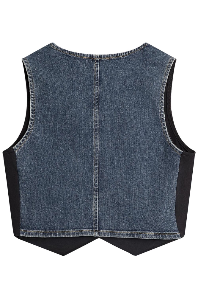 LTB blauwe dames gilet | Achteraanzicht