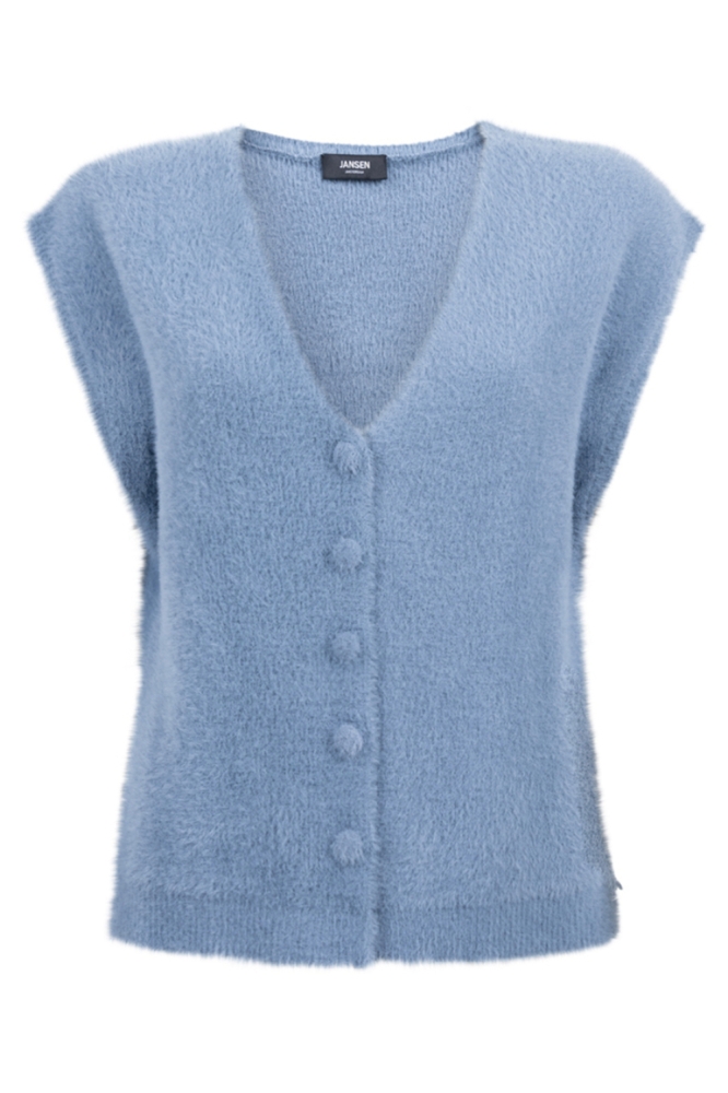 Juffrouw Jansen blauwe dames gilet | Vooraanzicht