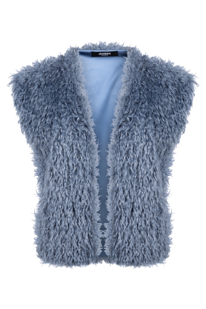 Juffrouw Jansen blauwe dames gilet | Vooraanzicht