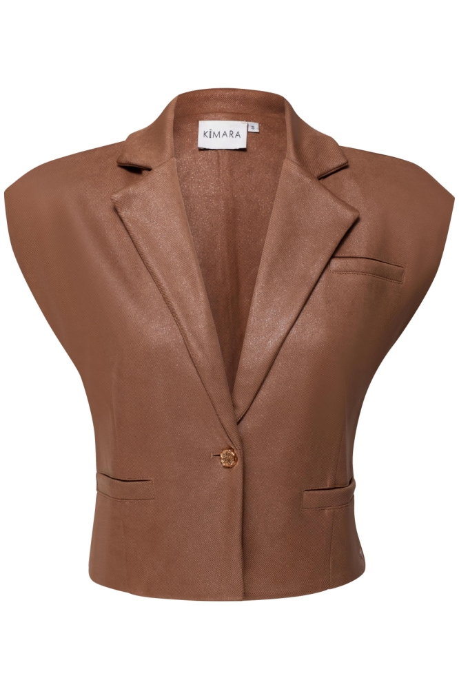 Kimara cognac dames gilet | Vooraanzicht