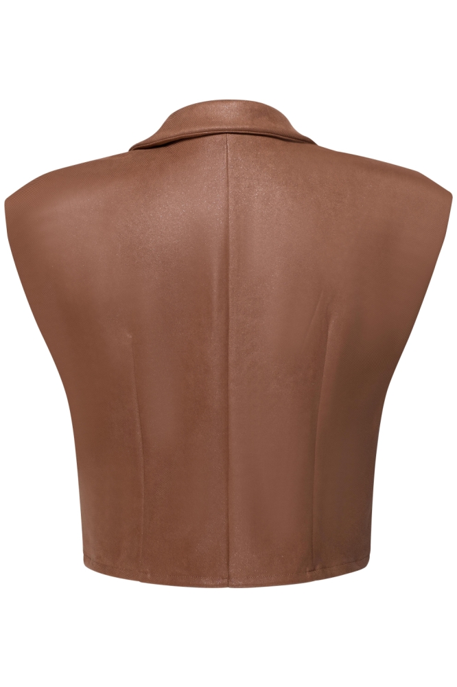 Kimara cognac dames gilet | Achteraanzicht