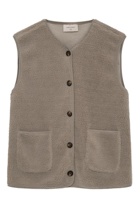 Freequent taupe dames gilet | Vooraanzicht