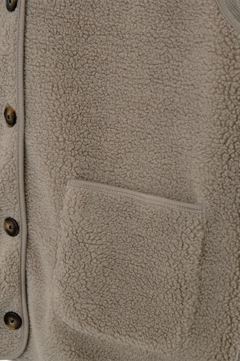 Freequent taupe dames gilet | Close up