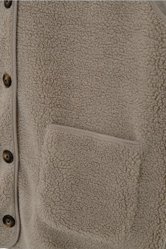 Freequent taupe dames gilet | Close up