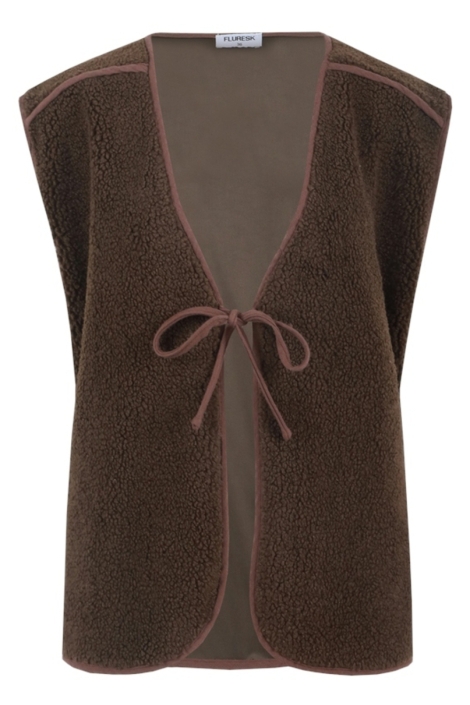 Fluresk bruine dames gilet | Vooraanzicht