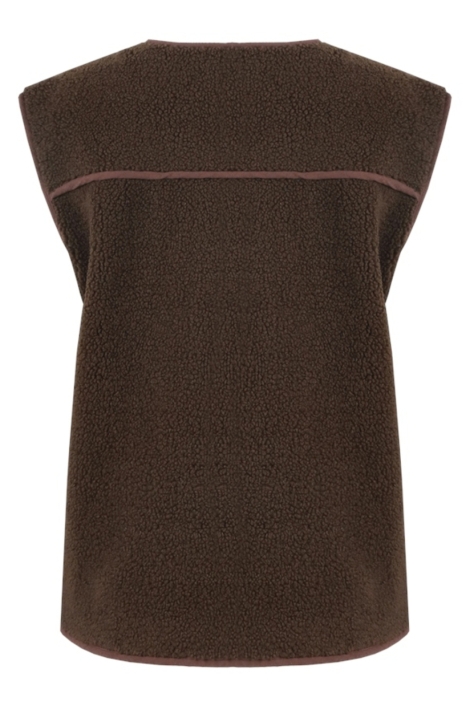 Fluresk bruine dames gilet | Achteraanzicht