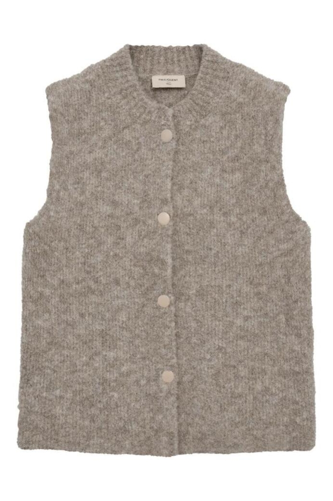 Freequent taupe dames gilet | Vooraanzicht