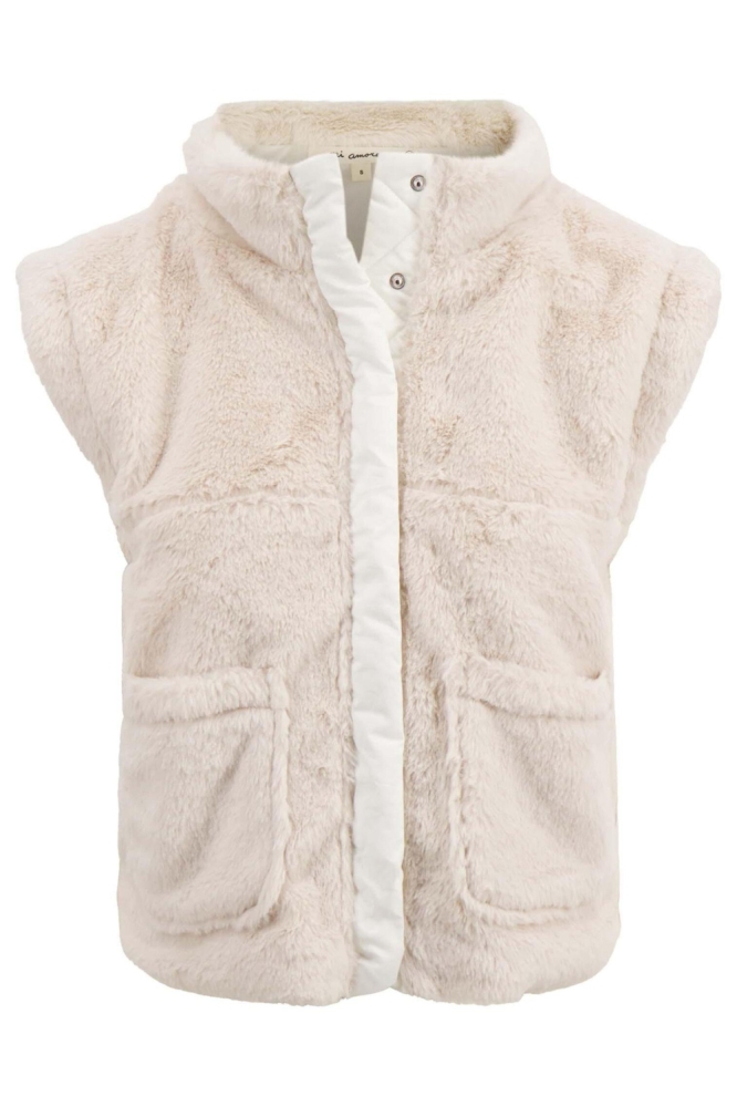 Zusss beige dames gilet | Vooraanzicht