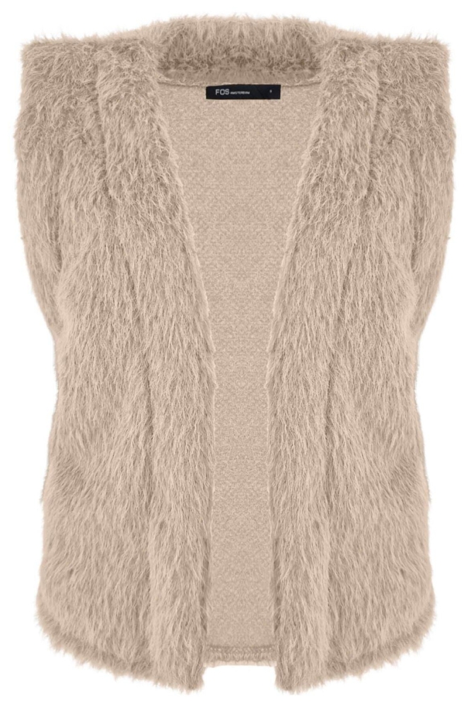 FOS Amsterdam beige dames gilet | Vooraanzicht