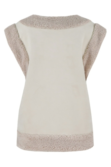 Fluresk taupe dames gilet | Achteraanzicht