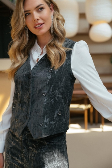 C&S The Label Vest GIULIA GILET 25WFOC18 407 DARK GRAY