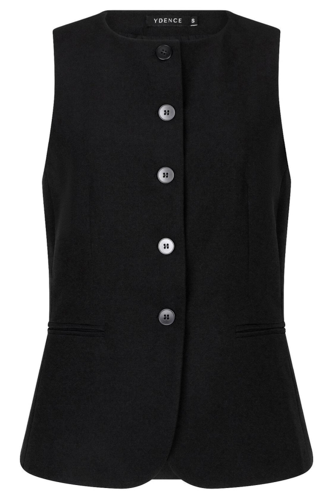Ydence zwarte dames gilet | Vooraanzicht