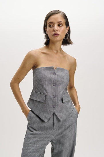 Refined Department WOVEN SUIT CORSET STEIJN R2511895844 997 LIGHT GREY