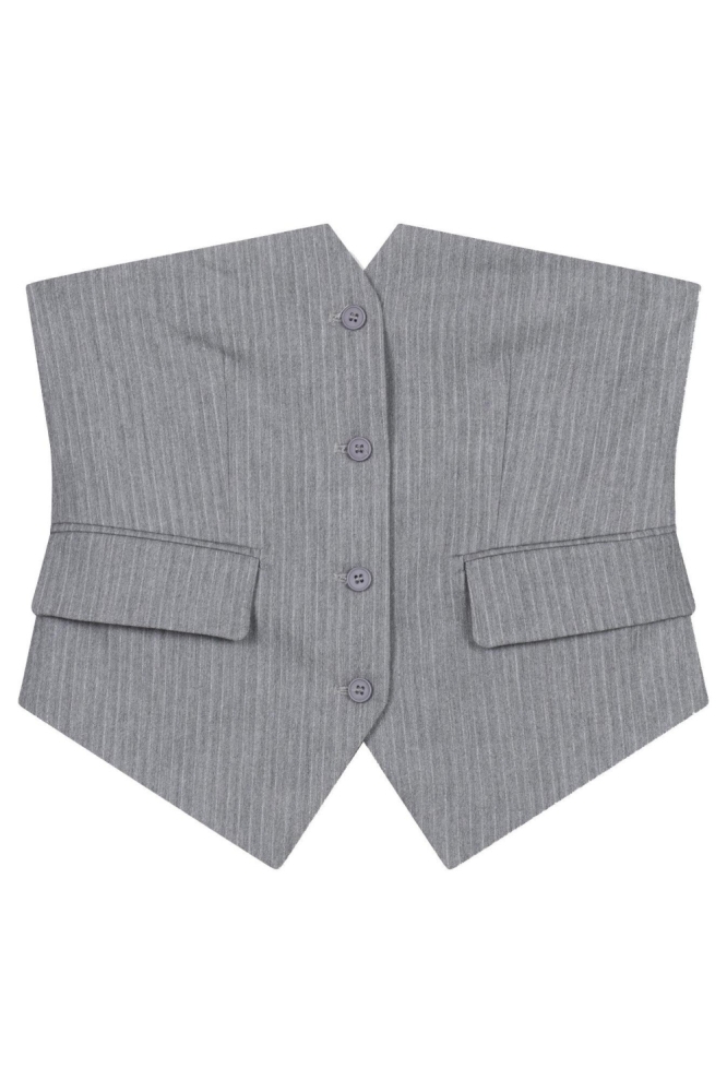 Refined Department grijze dames gilet | Vooraanzicht