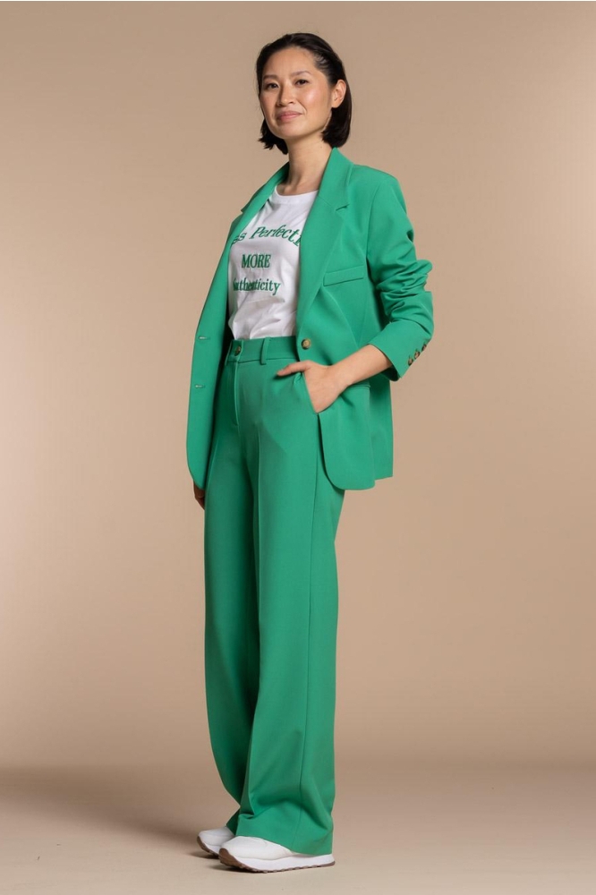 nevel solo Woestijn blazer met knoop 35087 32 geisha blazer green