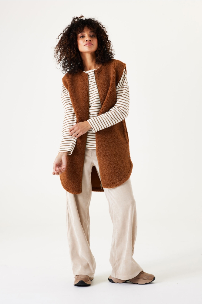 TEDDY GILET H30292 9343-WARM BROWN