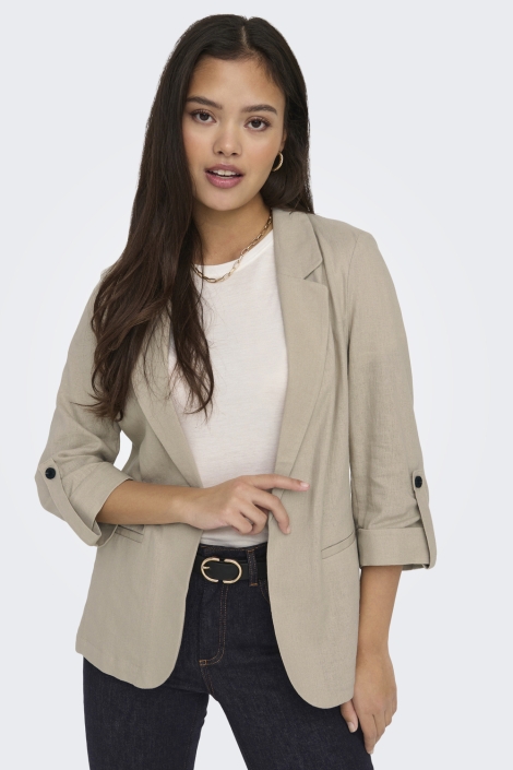 Only beige dames blazer | Model vooraanzicht