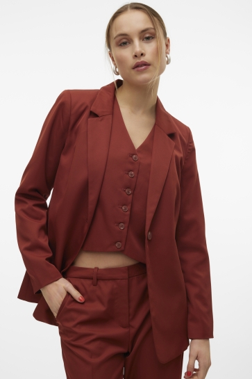 Vero Moda VMTARA LS FITTED SLIT BLAZER BOO 10311421 FIRED BRICK