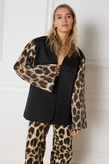Refined Department Blazer SUKI WOVEN OVERSIZED BLAZER SL R2412453632 850 LEOPARD