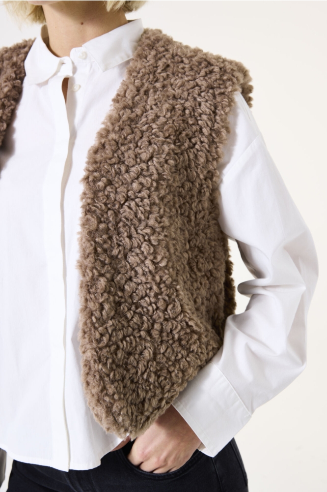 Garcia taupe dames gilet | Close up