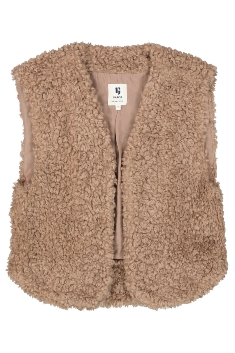 Garcia taupe dames gilet | Vooraanzicht