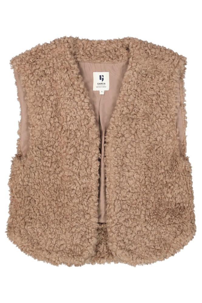 Garcia taupe dames gilet | Vooraanzicht