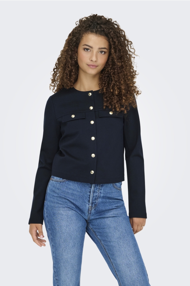 Only blauwe dames blazer | Model zijaanzicht