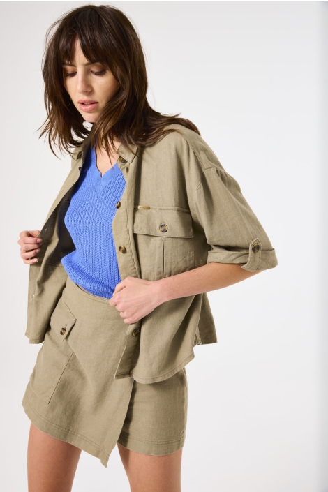Garcia groene dames blouse | Model vooraanzicht