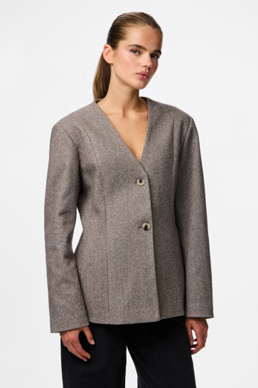 Pieces Blazer PCRILEY LS BLAZER 17161589 HOT FUDGE/MELANGE