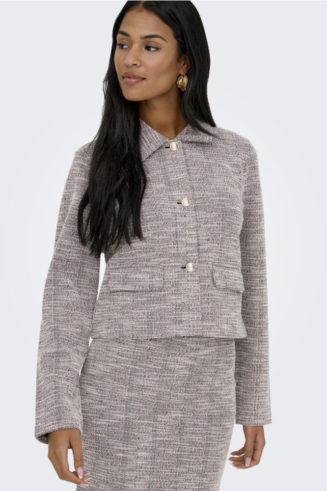 Jacqueline de Yong beige dames jas | Model vooraanzicht