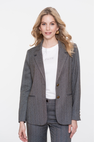 Geisha Blazer HERRINGBONE BLAZER MET RHINESTONES 55522 10 000950 ANTHRACITE STONES