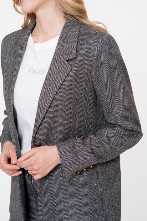Geisha grijze dames blazer | Close up