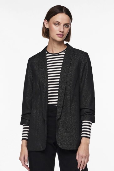 Pieces PCBOSELLA 3/4 GLITTER BLAZER NOOS 17151036 BLACK/SILVER