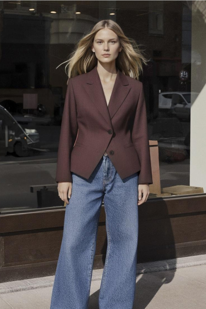 Hypedrop bruine dames blazer | Sfeerbeeld, In situatie