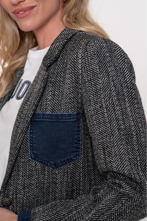 Geisha grijze dames blazer | Close up