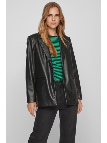 Vila Blazer VINILLE COATED LOOSE BLAZER - NOOS 14084378 BLACK