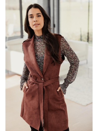 Femme9 Vest SLEEVELESS SUEDINE BLAZER W TIE HARMONY 27 BURGUNDY