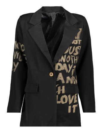 Soul Touch Blazer BLAZER LETTER PRINT 80089  BLACK