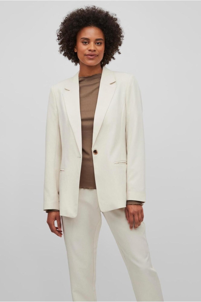 Vila beige dames blazer | Model vooraanzicht