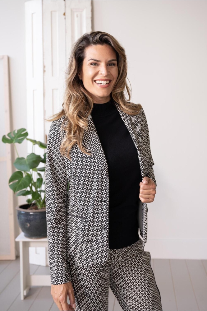 YARA PRINTED TRAVEL BLAZER 235 0144 BLACK/OFFWHITE