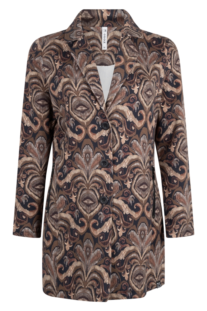 JILL PRINTED BLAZER 235 0142 BROWN/BLACK