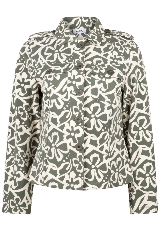 MAGGY PRINTED TRAVEL JACKET 241 1250/1200 GREEN/IVORY