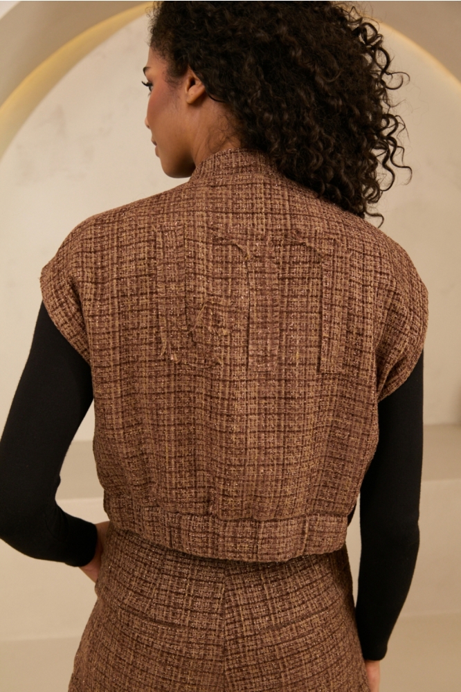 Lofty Manner bruine dames gilet | Model achteraanzicht