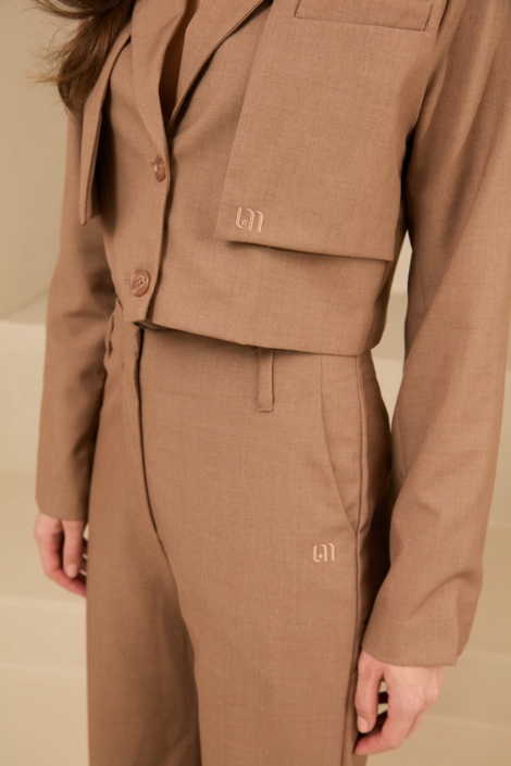 Lofty Manner camel dames blazer | Close up